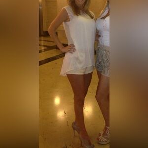 Tylie Cream top and Cream Leather Shorts